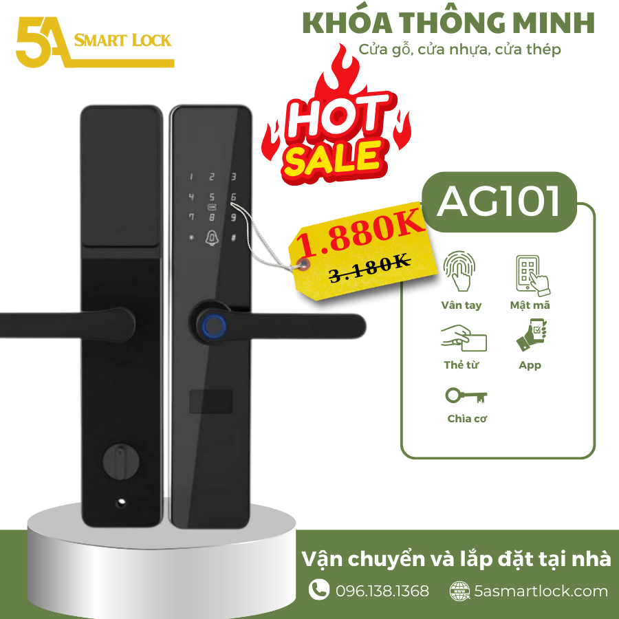 Khóa vân tay cửa Gỗ AG101